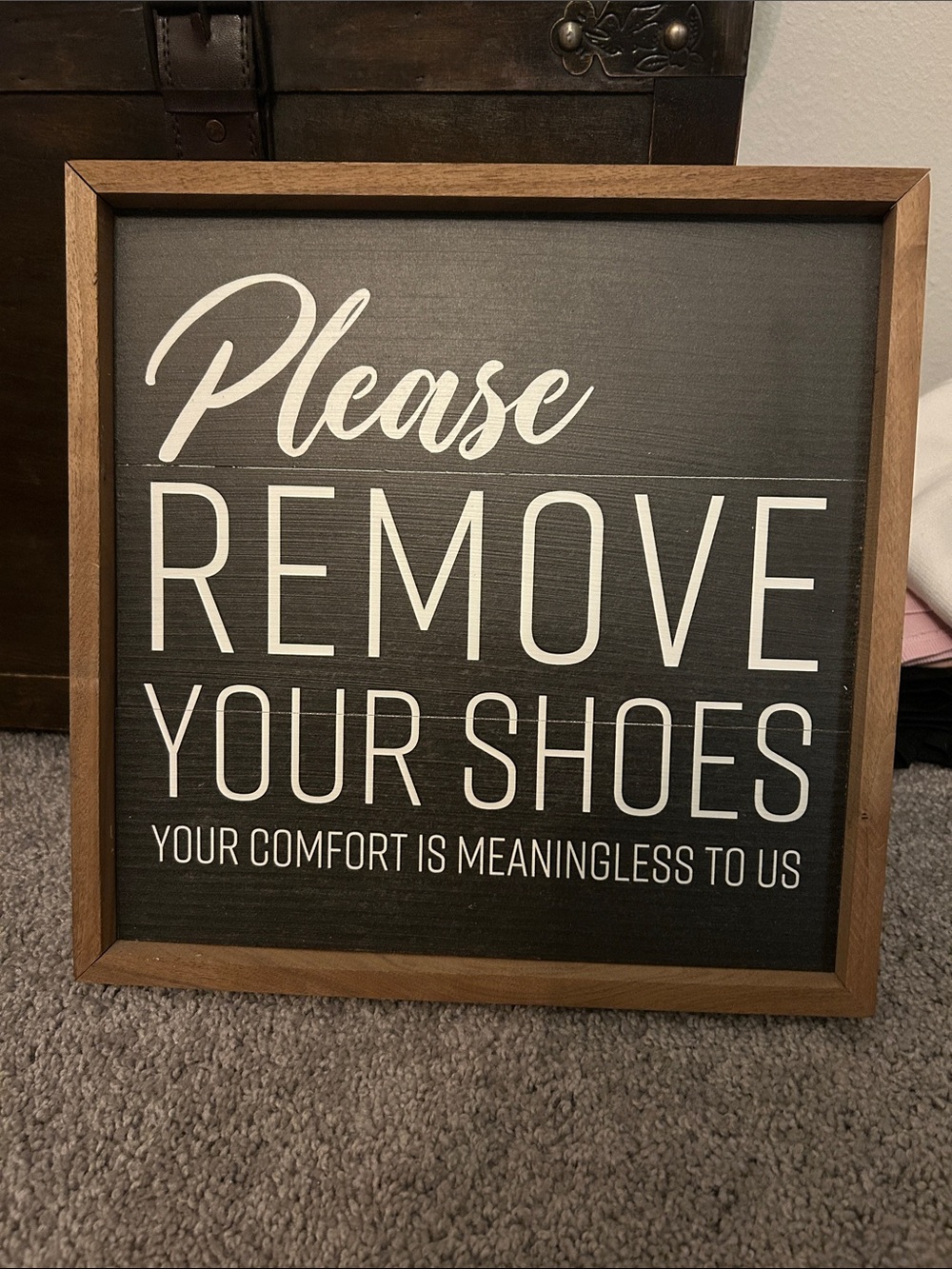 Funny Please Remove Your Shoes Framed Wood Sign Farmhouse Decor 13x13